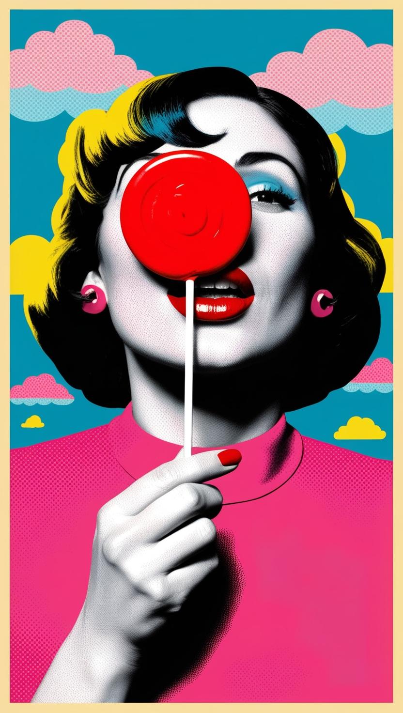 Grafika kreatywna pop-art – kobieta z lizakiem | Projekty kreatywne Ifapik